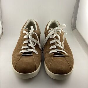 Gucci Men's Sneakers in Tan Suede with White Accents